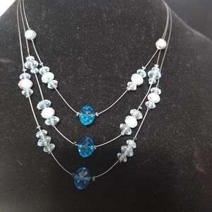 Elegant Blue Multi-Strand Necklace